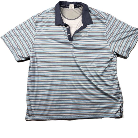 Wendy's Striped Shirt Men XL Polo Manager Employee Uniform Dry Fit Work E118 - Picture 1 of 6